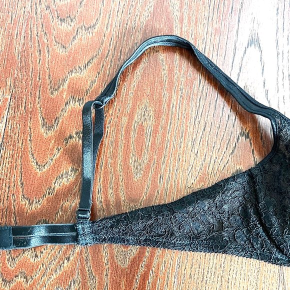 Vintage 80's Christian Dior Lace Bra with Dior Logo Monogram In Black 36B NWT - Picture 12 of 14